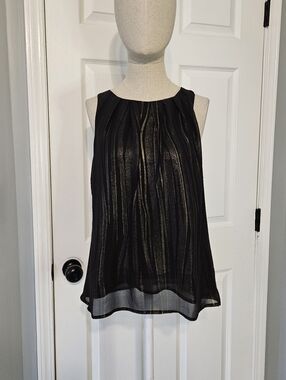 Forever 21 Black Sleeveless Camisole with Gold Metallic Stripes